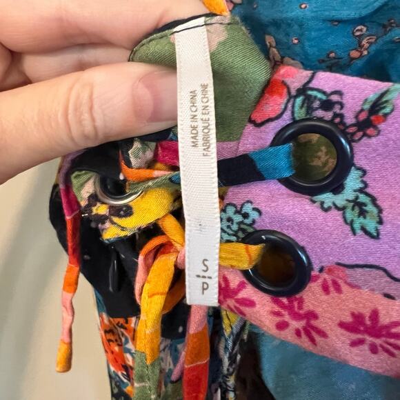 Free People Fiona Maxi Bodycon Dress Confetti Rainbow Striped Floral Boho S - Picture 10 of 11